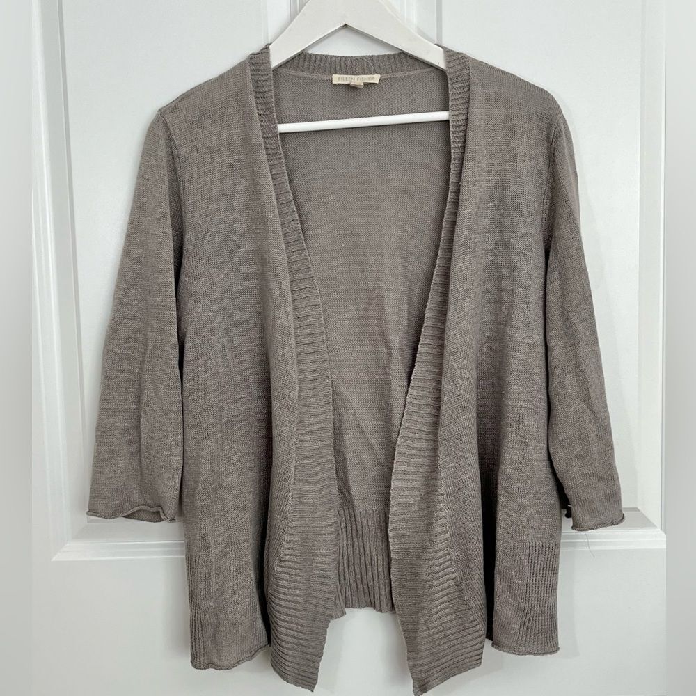 New Eileen Fisher Gray Open Front Cardigan